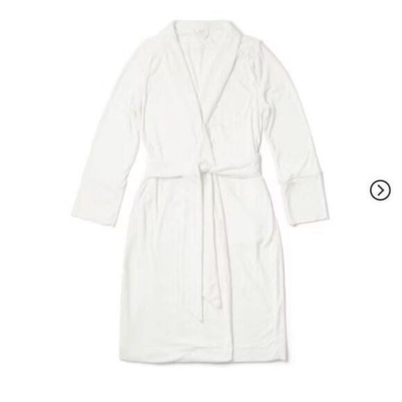 NWT Goumi Kids Mom Cloud Terry Robe XS/S Bamboo Organic Cotton White Pockets Mat - Picture 1 of 3